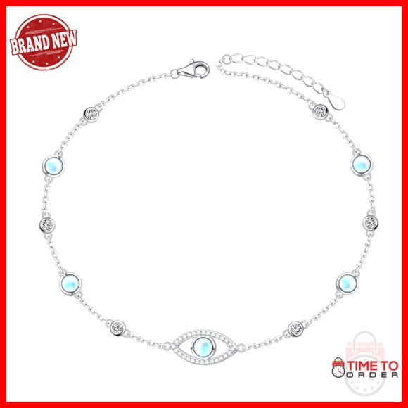 Sterling Silver Anklet Adjustable Dainty Beach Jewelry Evil Eye Protection